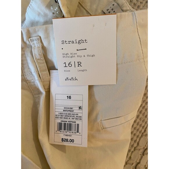 A New Day Pants NWT High Rise Straight Leg Slacks Cream Plus Size 16 R Cropped - Picture 6 of 9